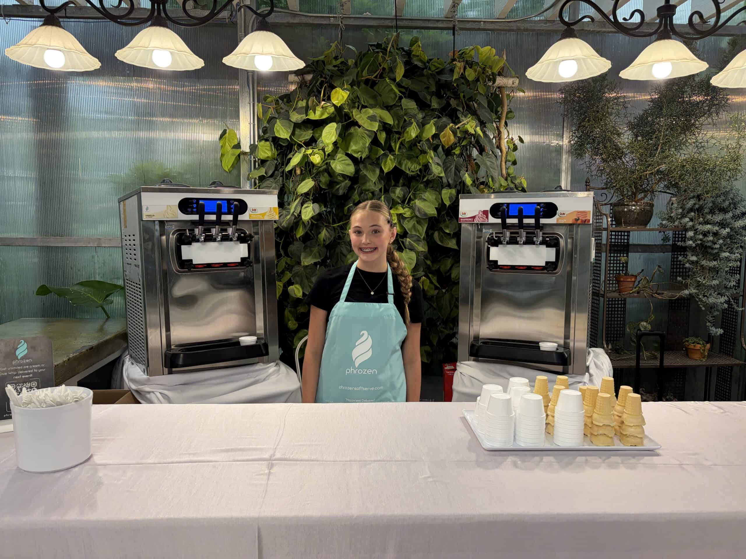 Soft serve machine set up for a wedding at Le Jardin in Sandy, Utah