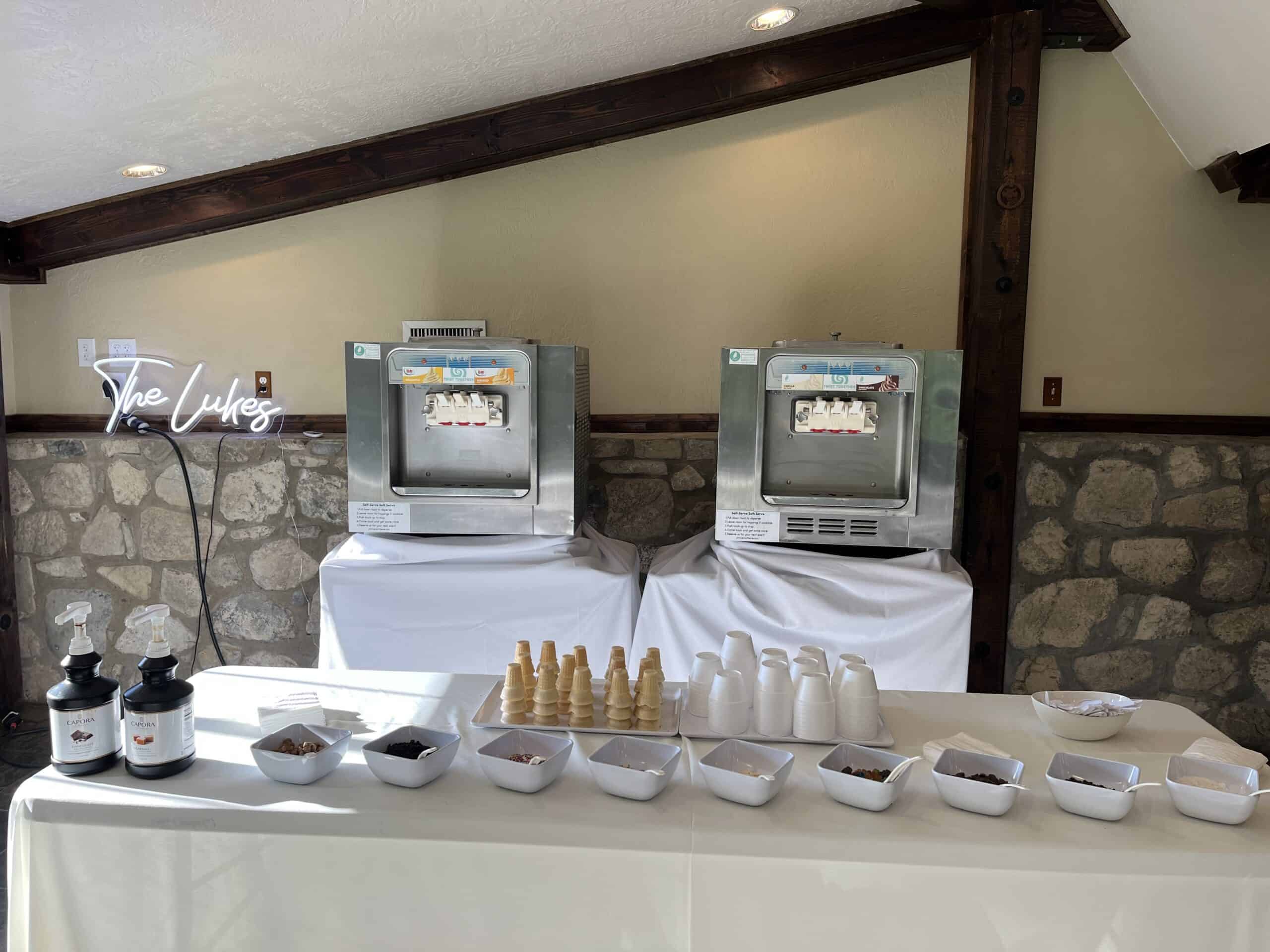 Soft serve machine set up for a wedding at Wadley Farms in Lindon, Utah